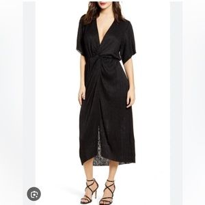 Black maxi high dress with slit